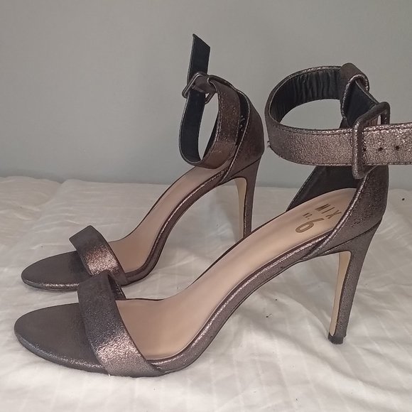 Gold Sparkle Spike Heeled Sandals - Picture 1 of 4